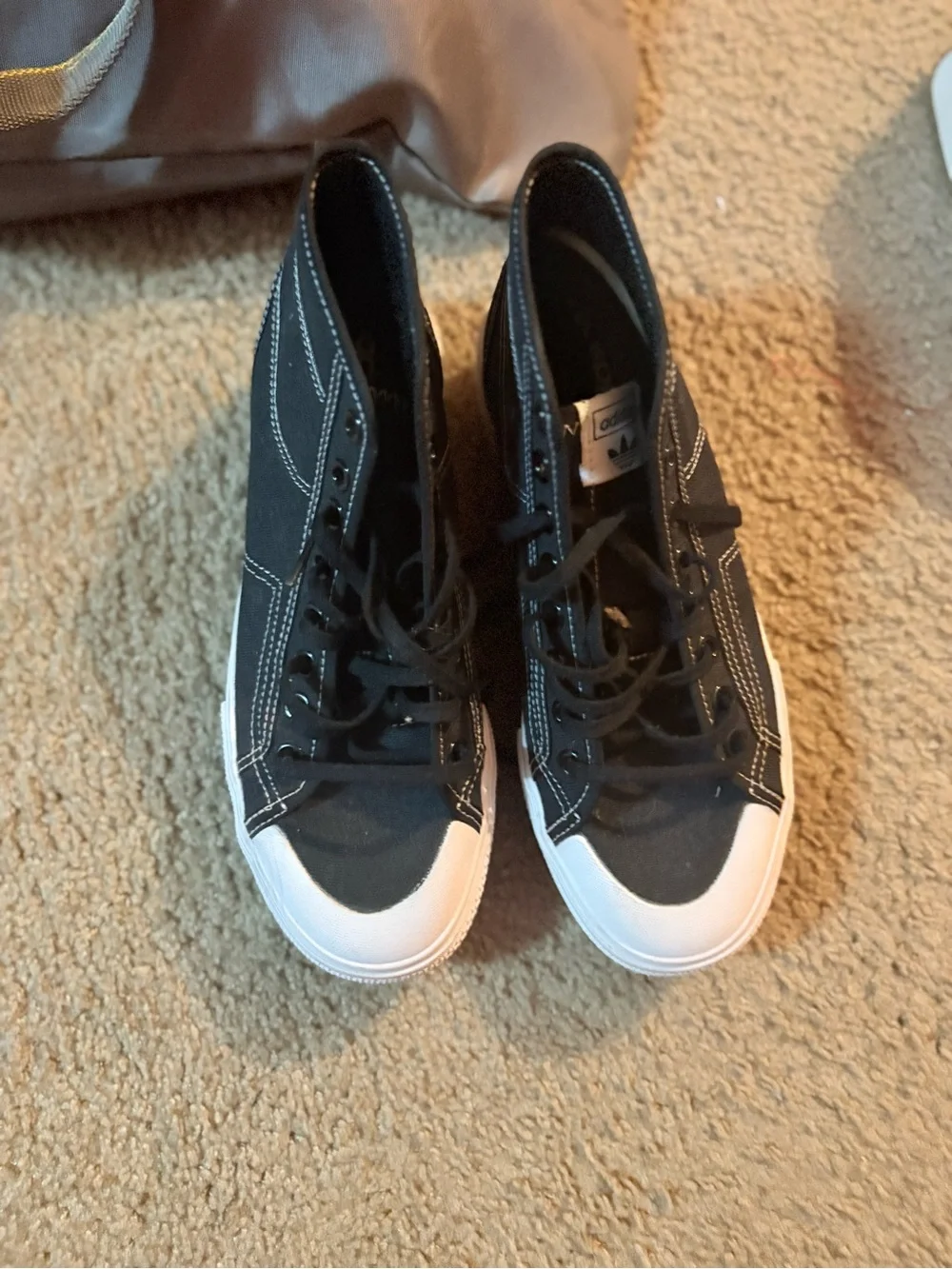 adidas Black and White High-Top Canvas Ankle Boots